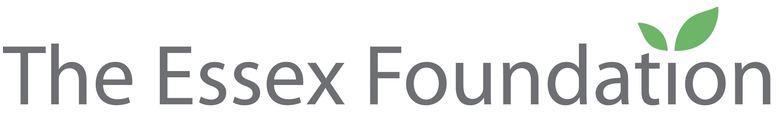 The Essex Foundation - text with 2 green leaves over the letter I